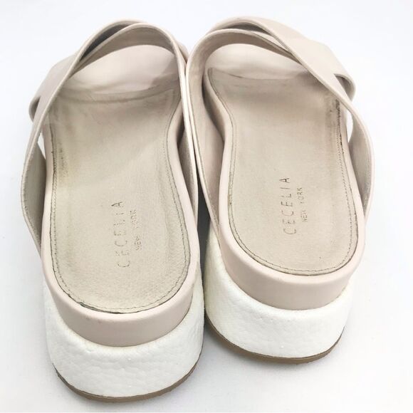Cecelia New York LIMA Light Taupe Chunky Crisscross Platform Slide Sandals - Picture 9 of 14